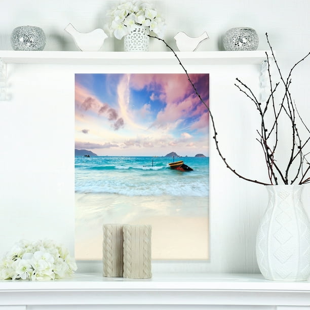 Coucher de Soleil Exotique sur la Mer Bleue - Toile d'Art de Paysage Marin Extra Large