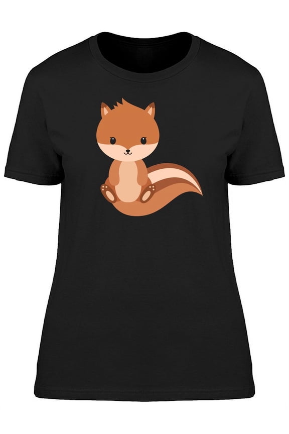 Adorable Squirrel Doodle Cartoon T-Shirt Women -Image by Shutterstock, Female Small