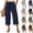 #03 Dark Blue, variant on Womens Pants Summer Gauze Texture Wide Leg Capris Elastic Waist Drawstring Loose Fit Casual Lounge Wear Trousers,XL,#03 Coffee