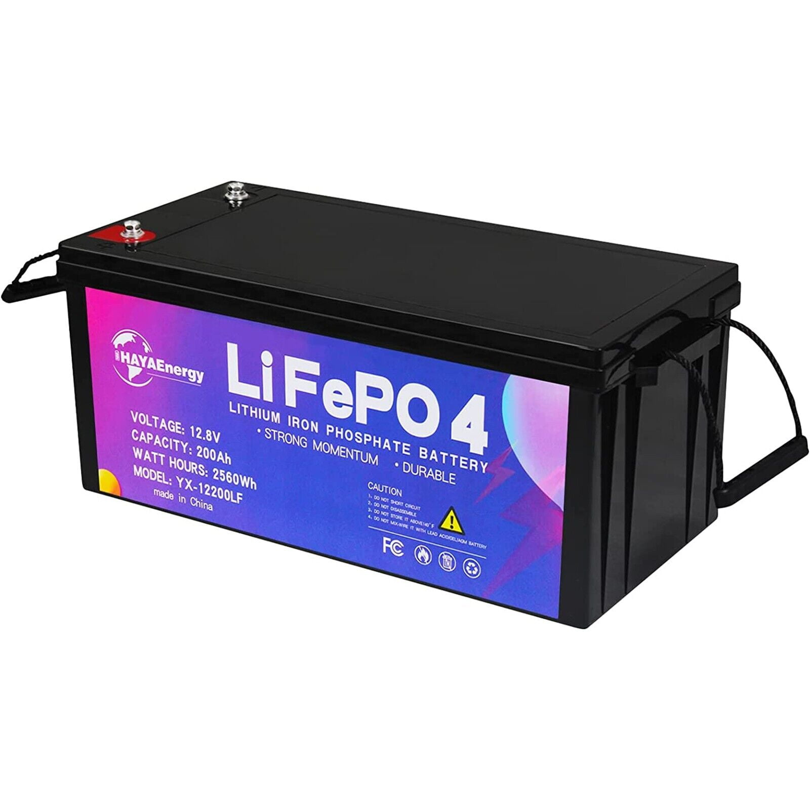 12V LiFePO4 Battery Pack 200Ah 100A BMS for Golf Cart Marine RV Solar ...
