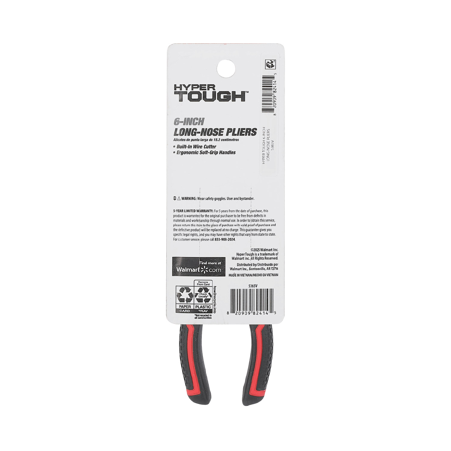 Pinzas de Punta Larga de 6 Pulgadas Hyper Tough con Mangos Ergonómicos de Agarre Suave, Modelo 5365V 7