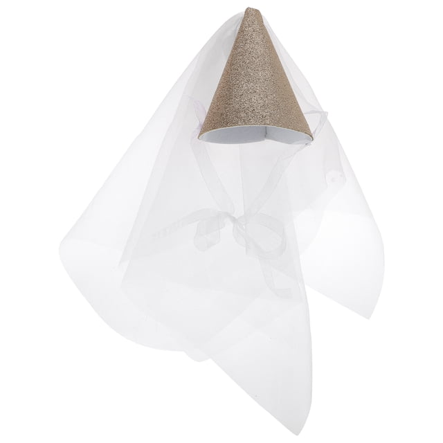 ColoMX Cumpleaños decorativos cone gat niña cono de cono de sombrero de cumpleaños con tul para fiesta