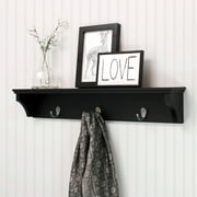 Kiera Grace Finley 24" Wall Shelf with 3 Metal Hooks, Black
