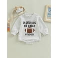 thumbnail image 2 of ZAXARRA Barboteuse Bébé Filles Garçons Imprimé Lettres Col Rond Manches Longues Combinaisons Printemps Automne Justaucorps Décontractés, 2 of 7