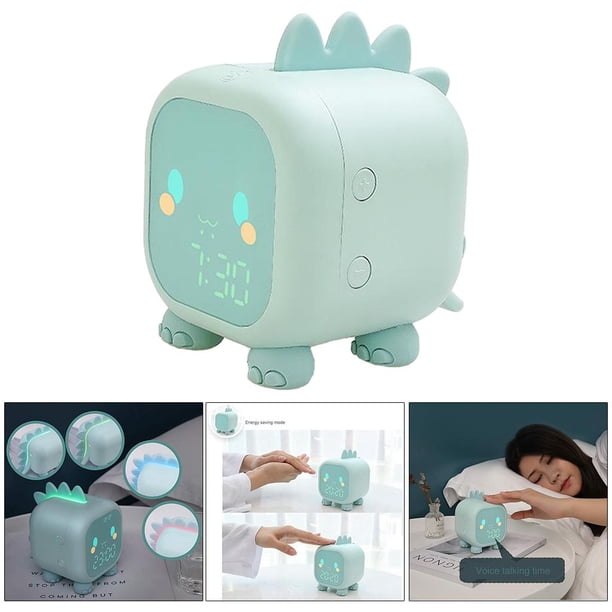 Reloj Despertador Digital, Reloj Digital LED, Control Por Voz, Dual, Temperatura, Repetición, Puerto de Carga USB para Dormitorio, Conveniente Verde BLESIY Despertador