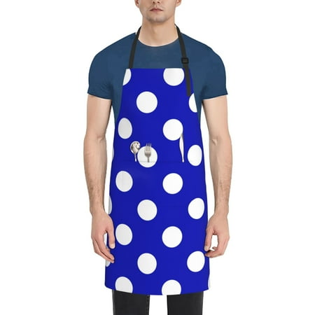 

Naloa Blue And White Polka Dot Apron Kitchen Aprons with Pockets for Women Men Chef
