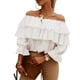 thumbnail image 3 of Top Con Volantes En Capas Para Mujer Camisa Con Volantes En Capas Para Mujer Blusa Con Hombros Descubiertos Blusa En Capas Con Volantes Manga Larga Busto Fruncido Suelta Top De ANGGREK Ocean Broad Surfboard Fins, 3 of 6