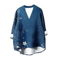 thumbnail image 5 of Yxbdin Women's Plus Size Printed Shirts 3/4 Sleeve Tops Dressy Casual V Neck Blouses Spring Vacation Sunmmer Clothes White L, 5 of 5