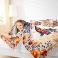 thumbnail image 4 of Homewish Cartoon Guitar Teens Queen Comforter Set, Rustic Flower Floral Bedding Sets, Orange Vintage Watercolor Reversible Bedding Comforter Set, Microfiber Bedroom Decor, 3 Pieces, 4 of 8