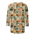 thumbnail image 4 of VKOYWKM Pumpkin Shirts for Women Thanksgiving 3/4 Sleeve Tops Thankful Grateful Blessed T-Shirts Fall Top Casual Crew Neck Halloween Pumpkin Graphic Tees, 4 of 5
