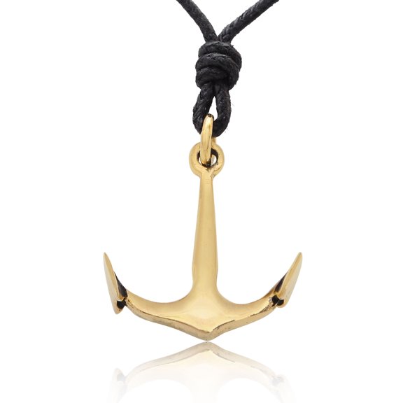 Anchor Ship Boat Goldr Brass Charm Necklace Pendant Jewelry With Cotton Cord