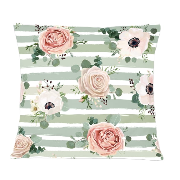 Designart Floral Retro Pattern V' Mid-Century Modern Throw Pillow - 12x20
