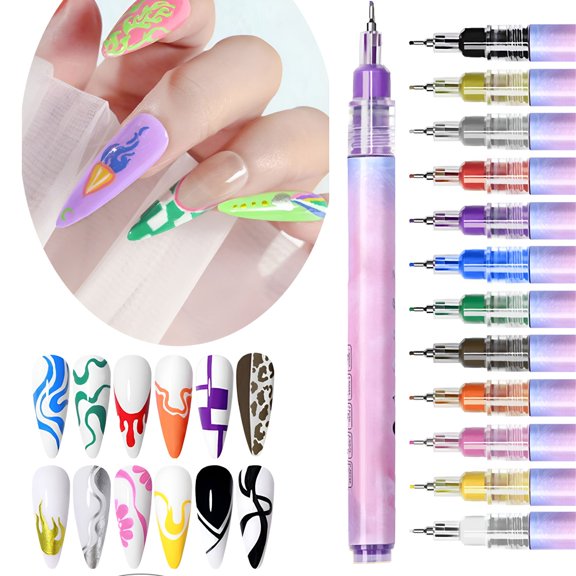 ACDANC 3D Nail Art Pens Set, Nail Point Graffiti Dotting Pen Drawing Painting Liner Brush For DIY Nail Art Beauty Adorn Manicure Tools
