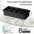 thumbnail image 7 of 2 Pack, Silicone Ice Cube Trays Molds,8- Large Ice Cube Tray with Lid for Whiskey Cocktail - 2" Square Silicone Mold, Dishwasher & Oven Safe Ice Trays - Black, 7 of 7