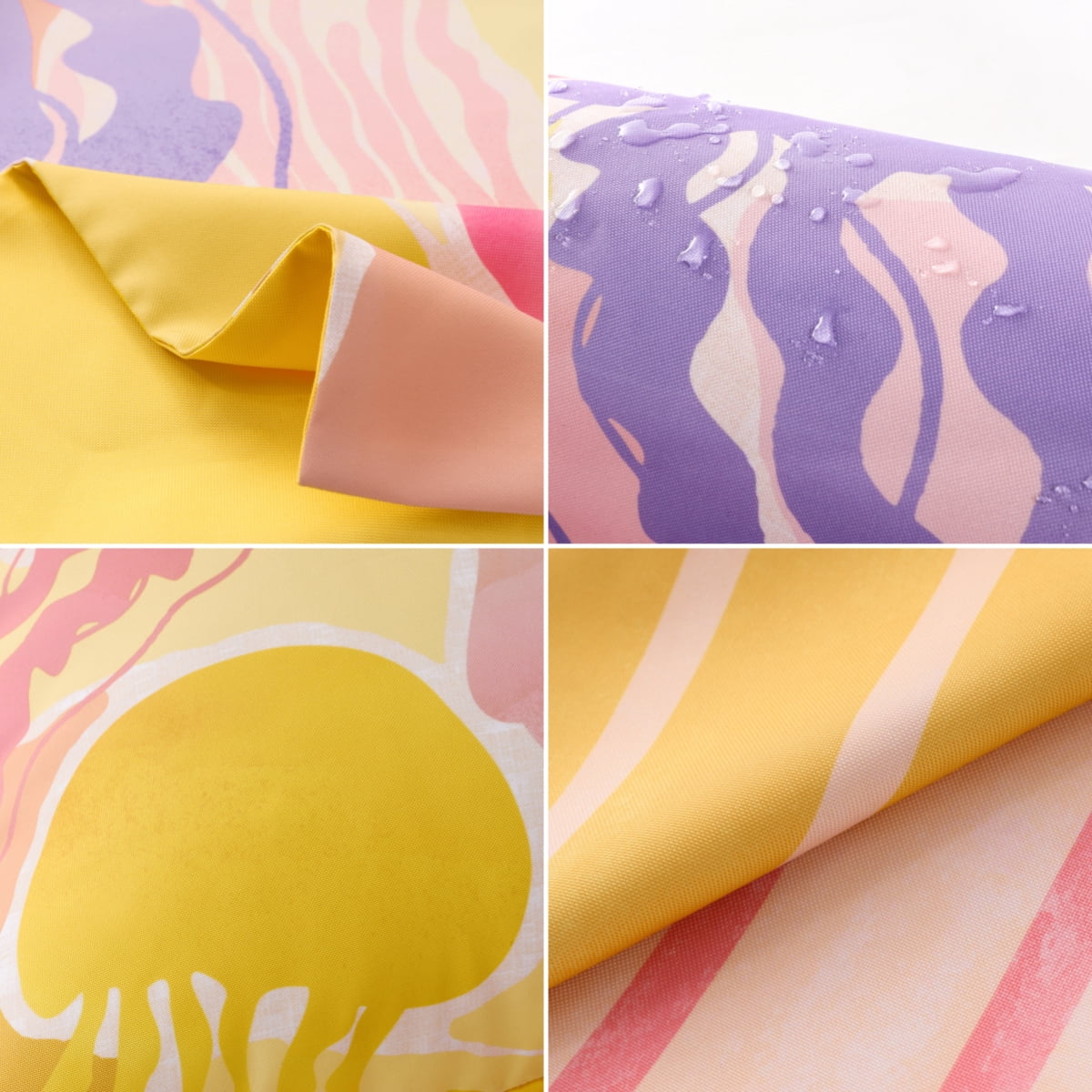 Outdoor Jellyfish Waterproof Pillows, Modern Square Pillows for Patio Couch Bench Decoration, Yellow, 18"x 18", Set of 2