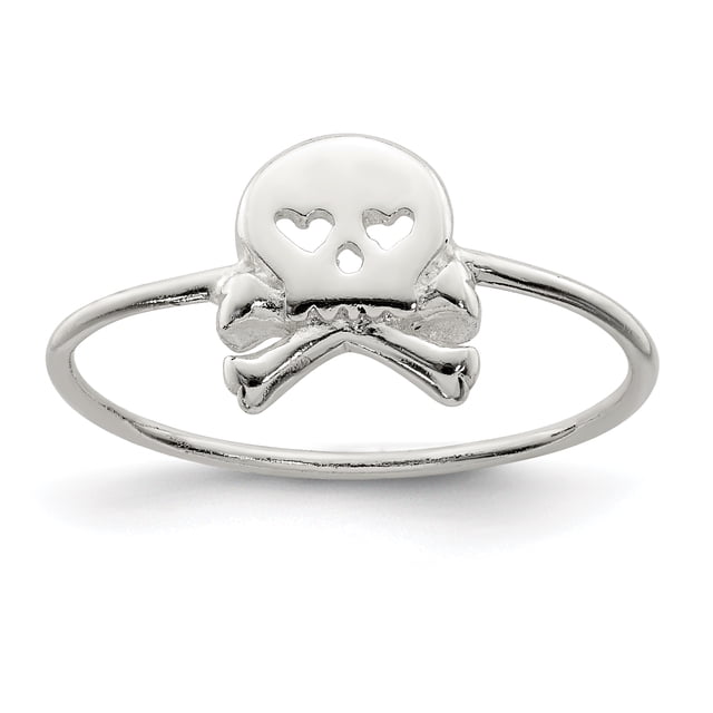925 Sterling Silver Skull Crossbones Ring