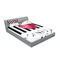 thumbnail image 2 of Ambesonne Modern Fitted Sheet & Pillow Sham Set, Red Rose on the Piano, Queen, Pink Black White, 2 of 2