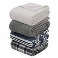 thumbnail image 2 of Couverture en peluche Mainstays rayures bleues DQ, 2 of 5