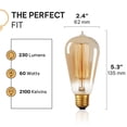 thumbnail image 2 of Bombillas incandescentes Hudson Bulb Co. Vintage, 6 W, 2100 K, paquete de 4, 2 of 9