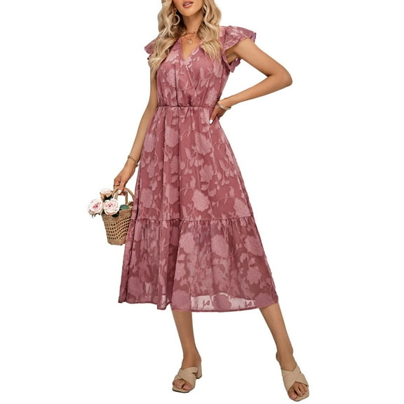 Bohemian Floral Printed Long Dress Women Casual Loose V-neck Dress Female Elegant Beach Dress