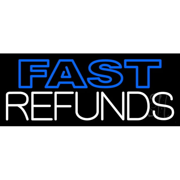 Fast Refunds LED Neon Sign 13 x 32 - inches, Clear Edge Cut Acrylic Backing, with Dimmer - Bright and Premium built indoor LED Neon Sign for Bar decor.