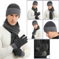 thumbnail image 3 of Casquillo casual Conjunto de guantes de pantalla táctil y bufanda de gorro de punto de invierno para mujeres y hombres, 3 of 8