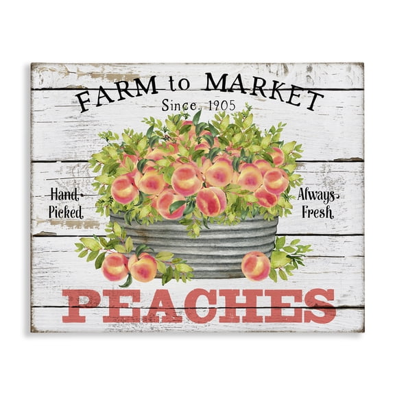 Stupell Industries Rustic Lodge Farm To Market Peaches Canvas Art, 20 x 16, by Creatif Belle