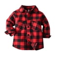 thumbnail image 2 of Dyfzdhu Kids Toddler Flannel Shirt Jacket Plaid Long Sleeve Lapel Button Down Shacket Baby Boys Girls Top Coat Outwear, 2 of 4