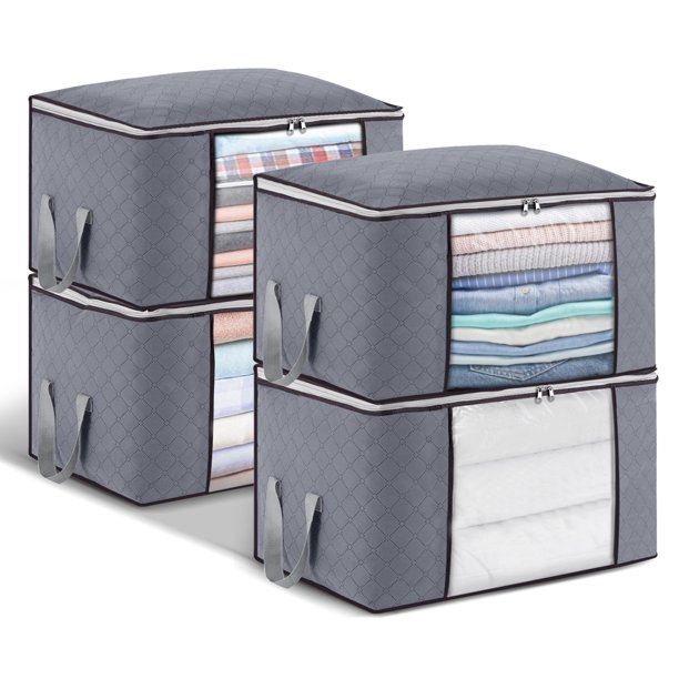 Clothes Storage Bags Organizers, 4Pcs Closet Storage Organizers Large Capacity Blanket Storage