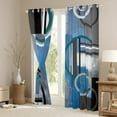 thumbnail image 3 of Blue Black Gray Blackout Curtains,Ombre Watercolor Geometry Curtains,Geometric Stripe Circles Window Curtains & Drapes,Oil Painting Window Treatments,Modern Artwork Darkening Curtains 38"X45", 3 of 6