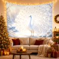 thumbnail image 3 of White Peacock in Snowy Landscape with Fanned Tail, Serene Digital Art for Nature Lovers, Elegant Winter Decor Christmas Gift Tapestry Wall Hanging for Living Room and Bedroom, 3 of 7