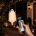 thumbnail image 5 of Luckky 6 FT Large Hanging Swing Ghost Halloween Outdoor Decoration,Spooky Cute Hanging Ghost Ornament,Holiday Decor for Front Porch,Yard,Garden Tree & Halloween Party（with Light&Remote control）, 5 of 7
