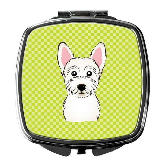 Checkerboard Lime Green Westie Compact Mirror BB1288SCM