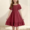 thumbnail image 2 of Xdegoge Girls Dresses Dresses for Girls 8-10 Flutter Sleeve Summer Flowy Dress Trendy Ruffle Smocked Casual A-Line Loose Tiered Swing Flutter Beach Boho Sun Dresses Vestidos Verano, 2 of 8