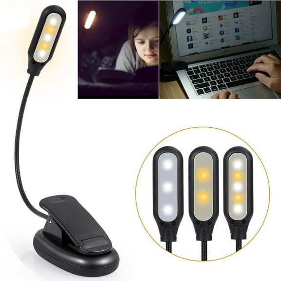 5 LED Book Light - Flexible Neck Clamp Lamp with USB/Battery Power, Adjustable Reading Light for Bedside, Office, Travel ( Model)