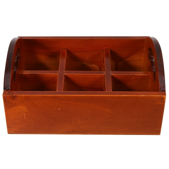 Compartment Storage Box Vintage Tray Condiment Bottle Holder Desktop Tea Bag Organizer Wood
