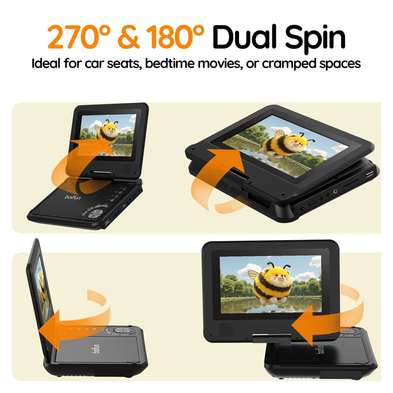 boifun DVDプレーヤー USB/カードスロット対応 BOIFUN 9.5'' Portable DVD Player for Kids, 7.5'' Swivel Screen, 5h