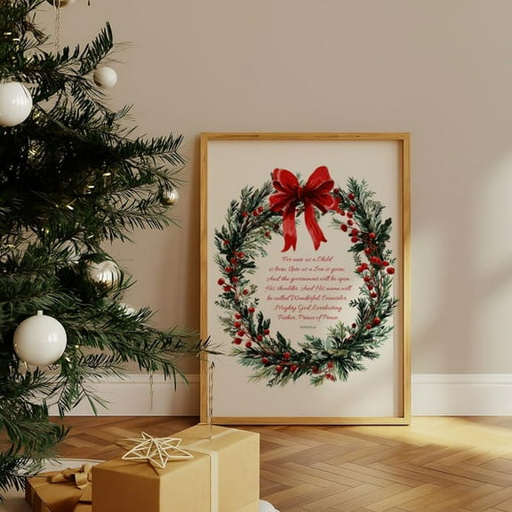 Isaiah 9:6 Christmas Bible Verse Print Modern Christian Wall Art Holiday Posters Christmas Scripture Wall Art Nativity - Wall Art Print, 8x12 UNFRAMED