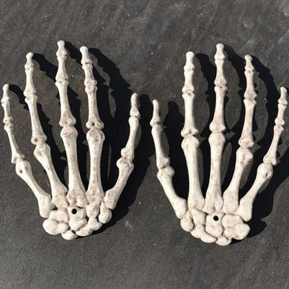 4 Pcs (2 Pairs) Plastic Skeleton Hands - Realistic Human Bone Props for Halloween, Easter - Durable Seasonal Décor without Electricity, No Feathers - Spooky Haunted House Decoration Accessories by LIM