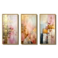 thumbnail image 2 of Designart "Vintage Pink Gold Allure Boho Chic II" Abstract Cubism Framed Wall Art Set Of 3 - Pink Cubism Frame Canvas Set For Living Room Decor, 2 of 7