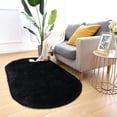 thumbnail image 4 of Arogan Super Soft Area Rugs for Bedroom Living Room Nursery Room,Fluffy Oval carpet,2.6'x5.3',Black, 4 of 8