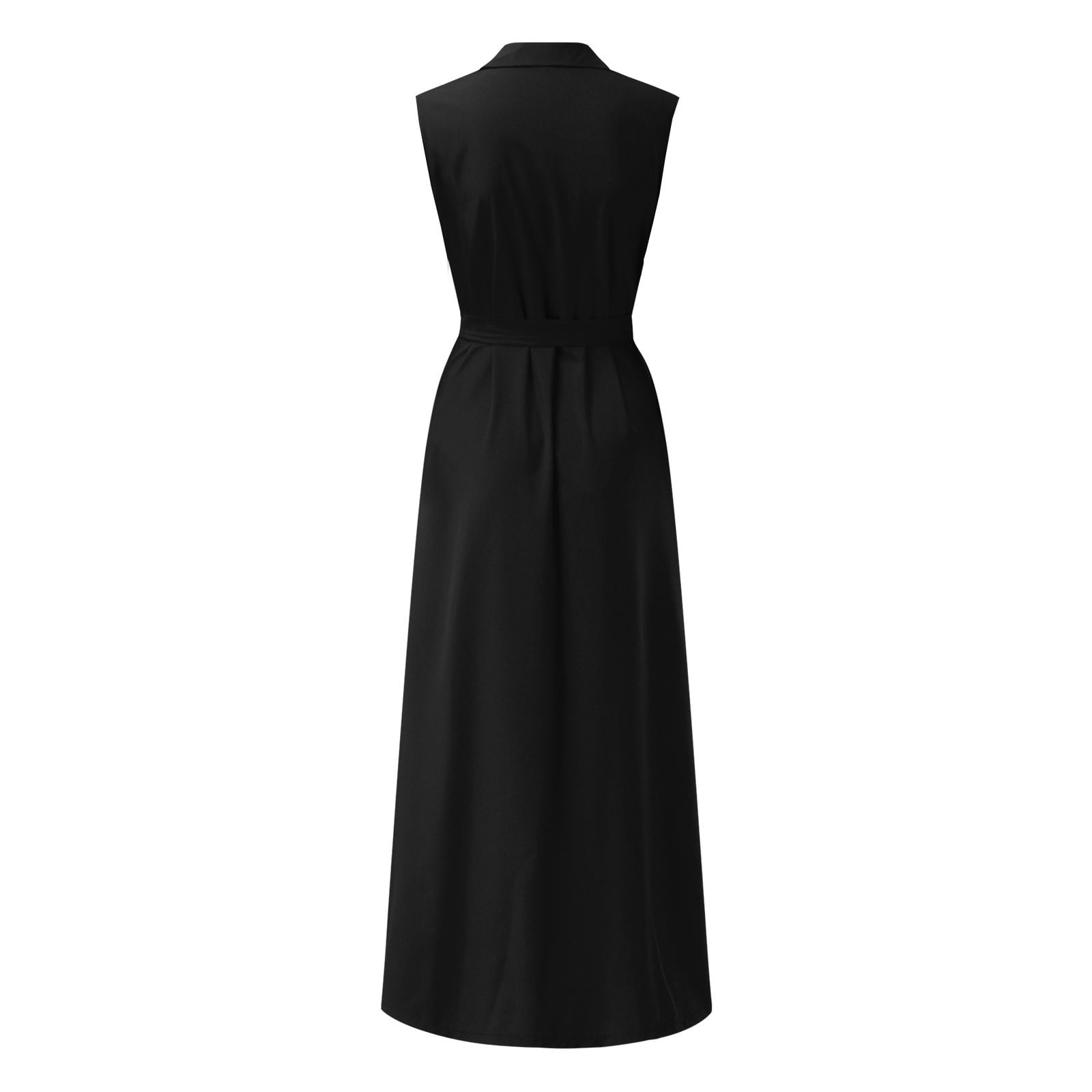 ZHOGXU Women's Dress Sleeveless V Neck Solid Color Lace Up Fashion Comfortable Workout Sport Athletic Dresses With Pocket For Casual Daily Wear,Black,Xxl