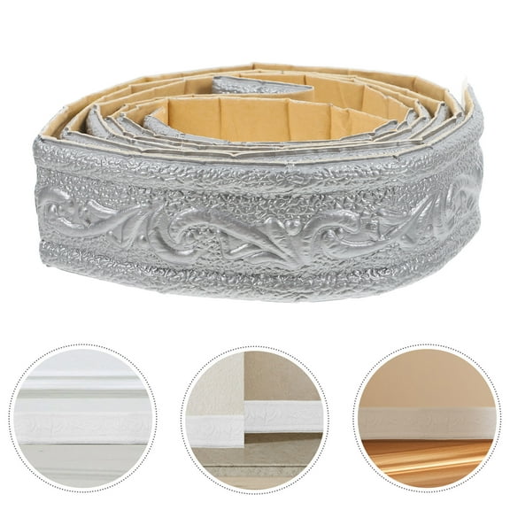 HOMEMAXS 1 Roll Self Adhesive Flexible Foam Molding Trim Wallpaper Border 3D Sticky Decorative Wall Lines Peel and Stick Trim Wall Trim Baseboard Trim for DIY Decor