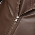 thumbnail image 4 of Jackets Tops For Men Fashion Motorcycle Riding Zipper Drawstring Belt Solid Color Straight Jacket,Brown,XL, 4 of 8