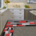 thumbnail image 7 of Kitchen Rugs Set of 2- Red, Black, and Grey Modern Geometric Non-Slip Washable Floor Mats - Comfort Sink and Laundry Room Runner - Contemporary Abstract Art Design Decor 17x47.2 and 17x30 inches, 7 of 7