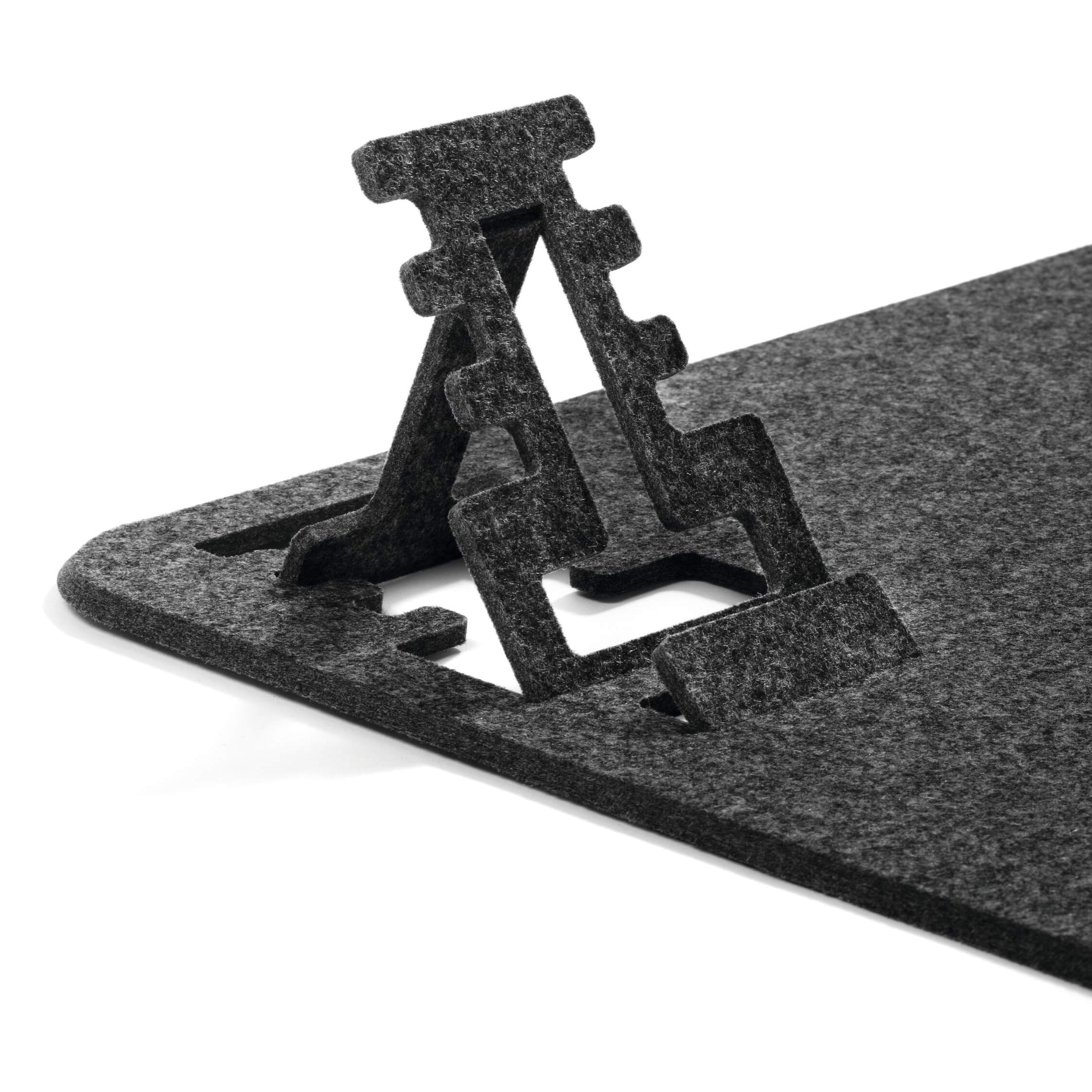 DURABLE EFFECT Soft Felt Office Desk Mat, Desk Pad Mat with Phone Holder, Made of Recycled PET Flet, Foldable/Portable 27.5" x 13" - Grey
