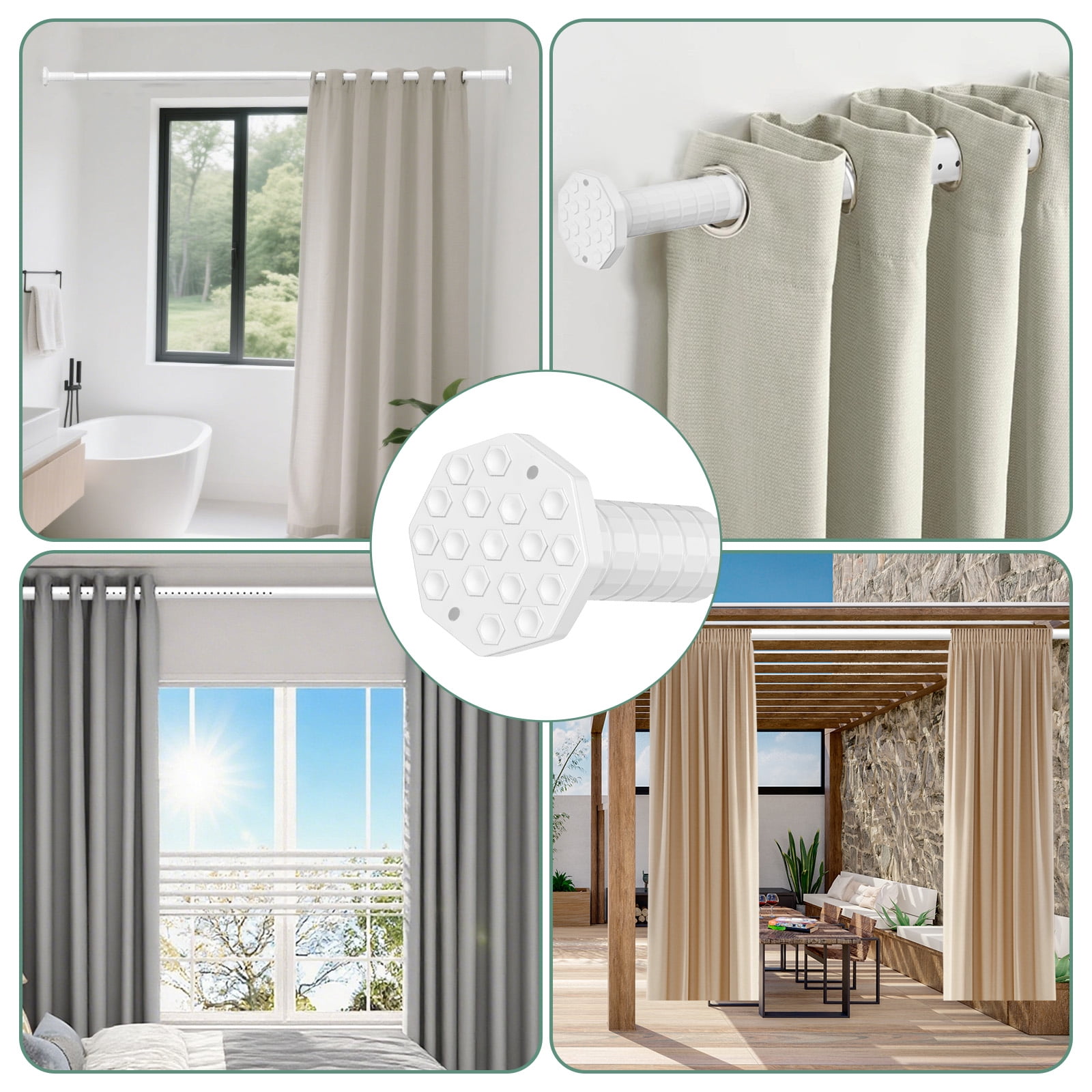 VEGCOO 45-86" Tension Curtain Rod, 2-in-1 Drill-Free or Screw-Fixed Heavy Duty Matte White Shower Rod for Bathroom Windows Patio, Holds 80LBS