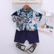 thumbnail image 5 of Gibobby Blusa Termica Ropa para niños pequeños, conjunto de pantalones cortos con bolsillos y camisa con botones de solapa estampados de hojas de manga corta, conjunto de trajes de（Azul， 12 Meses), 5 of 5