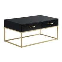 Pemberly Row Contemporary Coffee Table in Black and Gold Finish