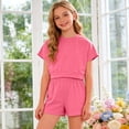 thumbnail image 2 of Two Piece Outfits Girls Girls Summer Outfits Kids Short Sleeve T Shirts and Elastic Waist Shorts 2 Piece Clothing Sets 12M-11Y, 2 of 8